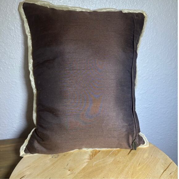 Pier 1 Brown and Gold Beaded Rectangular Shiny Pillow 15 x 12 - Picture 3 of 12